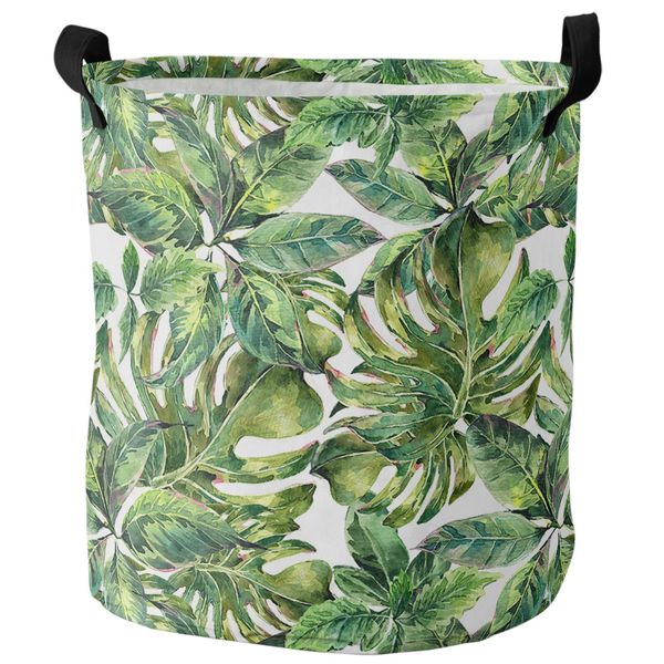 Organisation des feuilles de plante tropicale feuilles de palmier Dirty Laundry Panier de linge pliable Panier d'organisateur maison Panier de rangement de jouets pour enfants