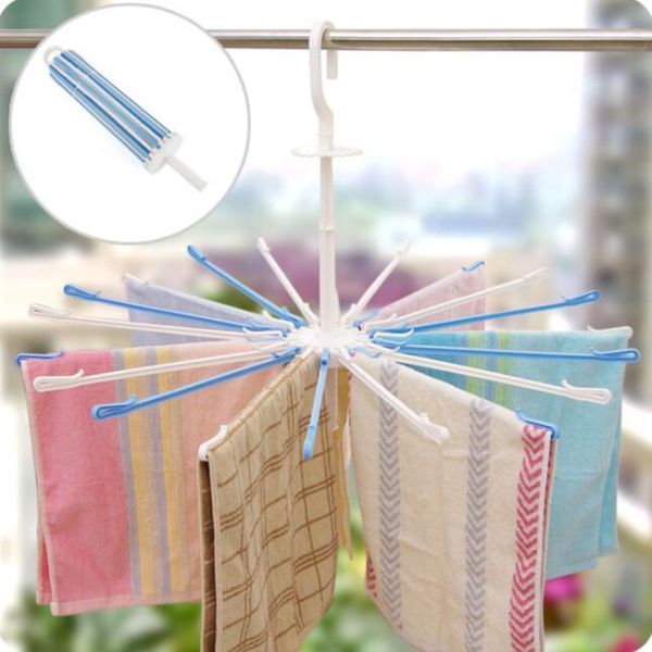 Organisation Umbrella 20 Clip Vêtements d'enfants Hangle Plastique Centre bébé séchage Rassement de serviettes à vent rotatives