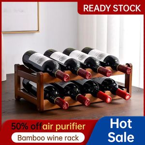 Organisation Vintage bambou casier à vin armoire support multifonctionnel multicouche affichage indépendant support de rangement cuisine barre outil accessoires