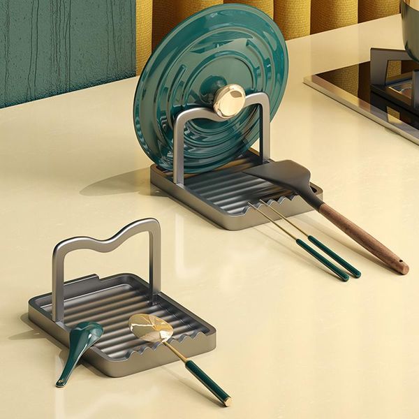 Organisation YUN JIEYA Organisateur de Cuisine Pot de Rangement Couvercle Rack Cuillère en Aluminium Spatule Support étagère Cuisine Plat Rack Couvercle Support Hoom Accessoires