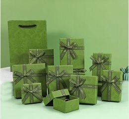 Organizador Cajas De Joyería Cajas De Cartón Para Pendientes Y Anillos Con Tapa Cojín De Esponja Para Joyería Regalos Exhibición Fruta Verde