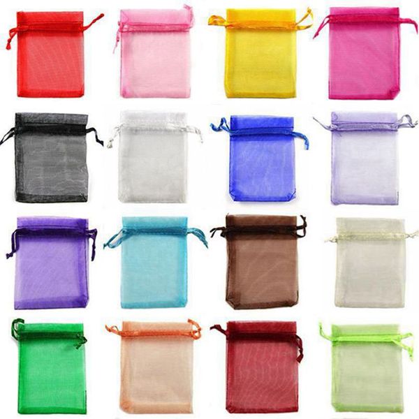 Organza Sac Bijoux Emballage Cadeau Bonbons Fête De Mariage Goodie Emballage Faveurs Pochettes Drawable Sacs Présent Bonbons Pochettes 13x18cm