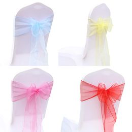 Organza chaise ceintures bande noeuds papillon couverture chaise ceintures tulle pour mariages événements fête Banquet décoration 18*275 cm