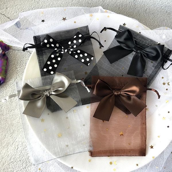 Bolsas de Organza con dibujo, bolsas de almacenamiento creativas con lazo para embalaje, exhibición de joyas, regalo de cumpleaños, envoltorio de dulces, venta al por mayor