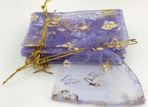 Organza Purple Butterfly Gol Gauze Baggift Gauze BagFirst Jewelry Bagbagbagbag 100pcslot environ 1012 cm WQ258419446
