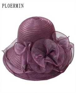 Organza Zonnehoeden Vrouwen Bloem Zomer Bruiloft Caps Vrouwelijke Elegante Bloemen UV Kerk Hoeden Mode 2206011078126