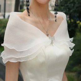 Organza v Neck Ruffles Wedding Jacket Bridal Wraps Wedding Jas