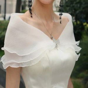 Organa V Neck Ruffles Wedding Jacket Wraps Chaqueta de boda Wedding Weddal Shrug Chaqueta nupcial envoltura