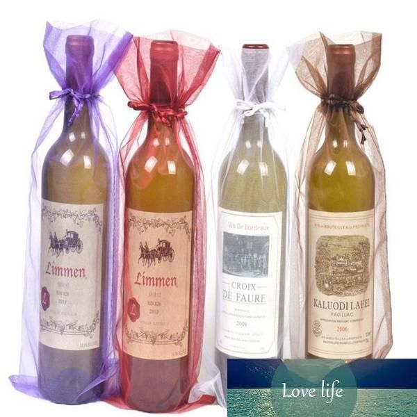 Bolsas de Organza para botellas de vino, bolsa de regalo de joyería para decoración de fiestas, cubierta de vino tinto de 15x38cm, venta al por mayor