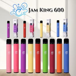 Orginele Jam King 600 bladerdeeg vape wegwerpsigarettensmaak Puff 600 vape-pen razz bar 2 ml Voorgevuld smaaksap 550 mAh Batterij 2% 20 mg E-sigaret versus kristallen vape-pen