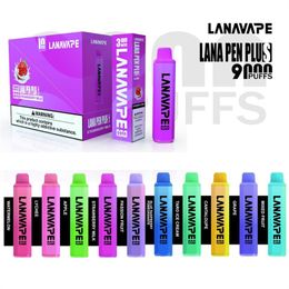 Originele Lanavape Pen Plus 9000 Rookwolken Pod Wegwerp E-sigaret 650mAh Oplaadbare batterij 15ml Voorgevulde pods Apparaat Mesh Coil 20 smaken
