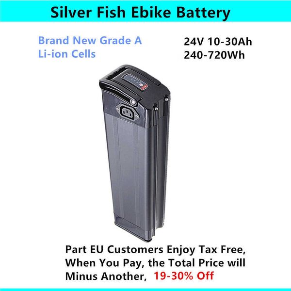 Batterie d'origine Silver Fish Ebike 24v 10Ah 15Ah 20Ah 25Ah City Bike Vélo pliant Li-ion E-bike Batterie 250w 350w 500w Batterie