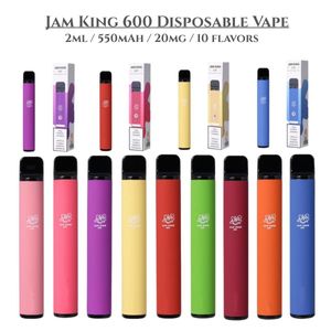 Original Vape jetable saveur de cigarette Puff 600 Jam King Vapes Pen 2 ml jus de saveur prérempli 550 mAh batterie 2% 20 mg E cig vs esco bar Crystal Bang