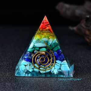 Orgone pyramide multicolore gravier pierre Quartz Reiki méditation cristal Metatron Cube cadeau pendentif collier