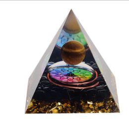 Orgone Piramide Nieuwigheden Positieve Energie Kristallen Bol met Obsidiaan Reiki voor Bescherming Meditatie Yoga 8cm Handgemaakt