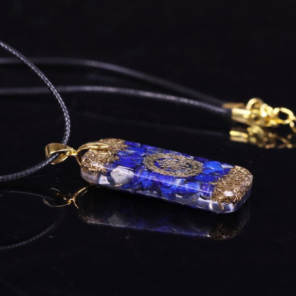 Orgonite Energie Pendentif Naturel Lapis Lazuli Reiki Collier d'énergie Mystérious Résine Chakra Croissance Stone Croissance Amulette 200929