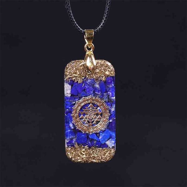 Orgonite Energy Pendentif Naturel Lapis Lazuli Reiki Collier Résine mystérieuse Chakra Pierre Croissance Amulette d'affaires 210721
