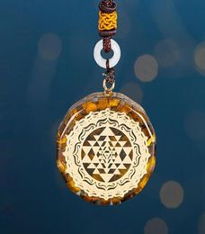 Collier Orgonite Sri Yantra pendentif géométrie sacrée oeil de tigre énergie pour femmes hommes bijoux Necklaces5390971