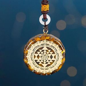 Orgonite Ketting Sri Yantra Hanger Heilige Geometrie Tijgeroog Energie Voor Vrouwen Mannen Sieraden Necklaces293P