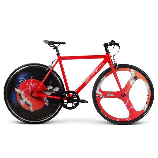 Bicicleta de piñón fijo con marco de aleación de aluminio y tema de cultura Oriental, juego de ruedas de aleación de magnesio y aleación de aluminio de marcha única, bicicleta de pista
