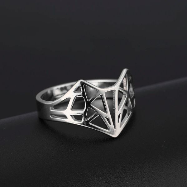 Bague Origami Fox en or blanc 14 carats, bagues redimensionnables décontractées, bijoux de mariage, cadeau d'anniversaire pour femmes et hommes