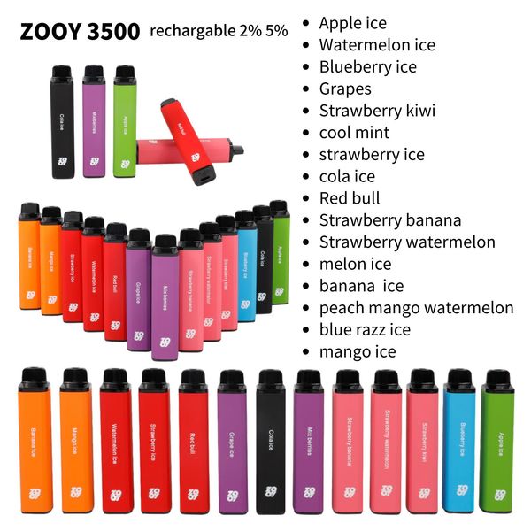 Origi factory zooy 3500 puffs vapers puff flex vapes desechables precargados 10 ml Batería de alta capacidad Precio de venta de fábrica Método de agarre completo por única vez Textura esmerilada