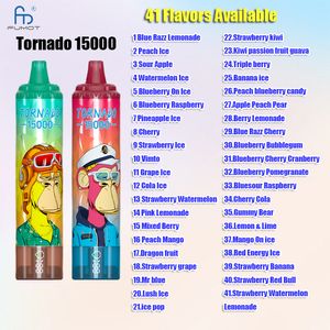 Origianl Randm Fumot Tornado 15000 Puffs 15k Vape Disposable 41 FLAVORS AVEC LA BATTERIE ET AFFICHAGE DE 25 ML POD RECHARGable Batterie 100% cigarettes E authentiques