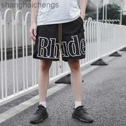 Original 1: 1 pantalones cortos de diseñador de alta calidad para Rhuder Trendy 20SS New Limited Letter Print Drawcord 3M Pantalones de pantalones de playa informales reflectantes