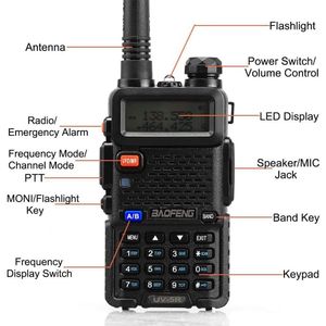 Radio de mano 1/2pcs original VHF UHF Dual Band UV-5R Baofeng Portable Mobile 2 Way Transceptor Ham UV5R Walkie Talkie Charge