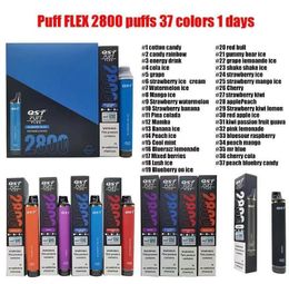 Original 100% QST Puff Flex 0% 2800 Puffs E Cigarettes 8 ml 850mAh Vape jetable Autorisé 37 FLAVOR