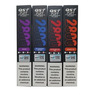 Original 100% QST Puff flex 2800 E Cigarrillos 850mah 8ml 0% 2% 5% vape desechable Autorizado 28 sabores en stock