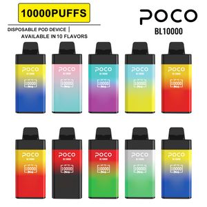 Originele 10000 puffs elektronische sigaret poco bl10000 wegwerp vape pen luchtstroom verstelbaar oplaadbare 20 ml 10 kleurapparaat damppen