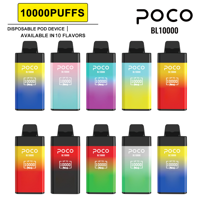 Orijinal 10000 puf Elektronik Sigara Poco BL10000 Tek Kullanımlık Vape Kalem Hava Akımı Ayarlanabilir Şarj Edilebilir 20 ML 10 Renk Cihaz Buhar kalem
