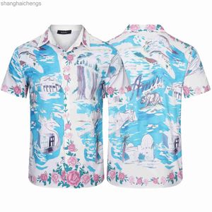 Original 1TO1 AMIRIRS Shirts for Men Luxury High Grade American Popular Fancy Imprimé High Street Hop Beach Série de chemises à manches courtes