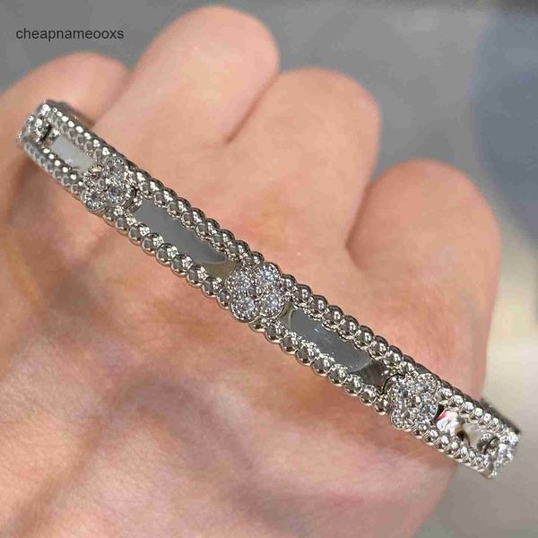 Original 1to1 Van CA versión caleidoscopio Pulsera alta mujer oro rosa diamante completo trébol de cuatro hojas Día de San Valentín regalo de graduación para novia aprobaciónWV48