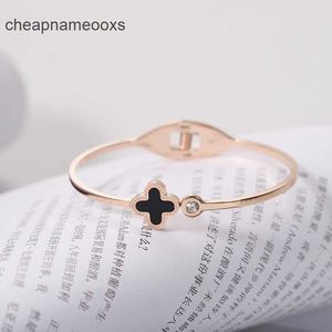 Version originale 1to1 Van CA du bracelet coréen trèfle à quatre feuilles en or rose 18 carats, décoration à main ouverte à la mode avec incrustation de diamants pour femmes, ewp personnalisé taLNOD