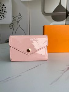 Original 2021 nouveau style femme designer dames porte-monnaie dames Empreinte en cuir verni court portefeuille portefeuille porte-carte de crédit sac boîte