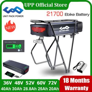 Originele 21700 72 V 60 V Achterdrager eBike Batterij 52 V 48 V 36 V Lithium Pack met bagage voor 250 W-3000 W 24-28 inch Motor