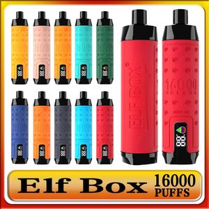 Originele Al Fakher Crown Bar 8000 Puff Elf Box 16000 Puffs Wegwerp 16K Puffs E Sigaretten 28 ml Batterijoliedisplay E-vloeistof Mesh Mesh Coil Oplaadbare vapers