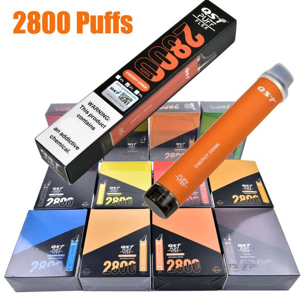 Original 2800 inhalaciones Cigarrillo electrónico Puff Flex Desechable Vape Pen 8ML 30 Dispositivo de color La pluma de vapor más nueva
