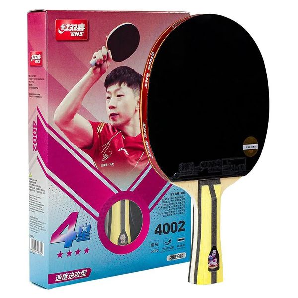 Original 4 étoiles Table Tennis Boucle Racket Offensive H4002 Hurricane 3 G888 Rubber 4STAR Ping Pong Bat avec sac rond 240422