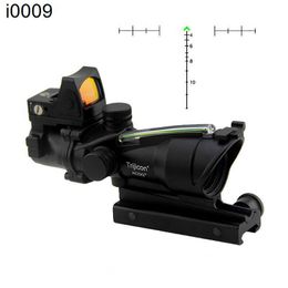 Originele 4x32 Scope Fiber ACOG Optica Groen Verlichten Echte vezelvizier Tactisch jachtgeweer Airsoft 4x vergrootglas met RMR Micro Red Dot