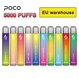 Original 5000 bouffées Cigarette Poco Énorme stylo vape jetable Entrepôt de l'UE Cigarette électronique Bobine de maille rechargeable 15ML 8 Couleurs Dispositif Le plus récent stylo vapeur