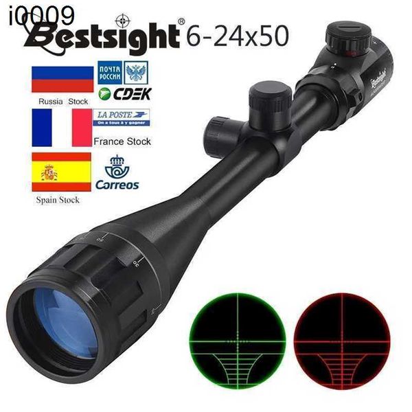 Original 6-24x50 BestSight Aoe Tactical Optical Rifle Scope Red and Green Mil-Dot Sniper illuminé Sictificat