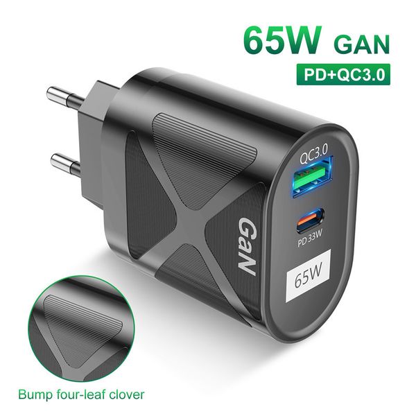 Cargadores de teléfono celular originales de 65 W Cargador USB de 2 puertos Carga rápida UE EE. UU. Reino Unido Adaptador de enchufe Carga universal de viaje