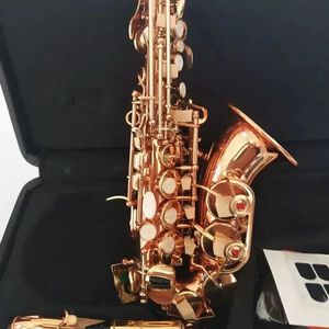 Saxofón soprano curvado con curvatura B, estilo estructura Original 922, latón chapado en oro, saxo soprano profesional, instrumento de juego 00
