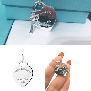 Originele 925 zilveren liefde ketting bedel hart hanger ketting 1 sleutel vrouwen diy hart charme sieraden gift sleutelbeen ketting q0809