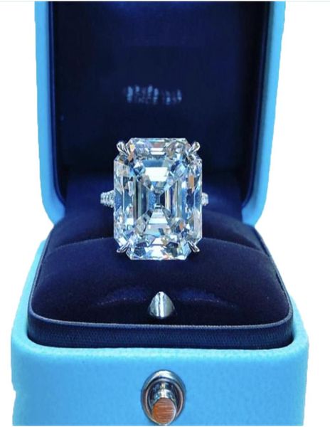 Original 925 Silver Square Ring Asscher Cut creado Moissanite Wedding Engagement Cocktail Women Rings Finger Jewelry9819315