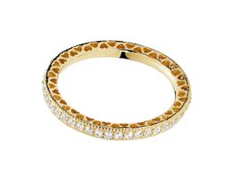 Anel de prata esterlina 925 original, ouro empilhável, corações de amor com anel de cristal para mulheres, presente de casamento, moda diy, joias 257z2616245