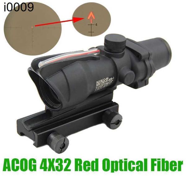ACOG ACOG Táctico 4x32 Fuente de fibra óptica Red Red Glass Glass Glass Grabado Rifle Rifle de caza de fibra roja